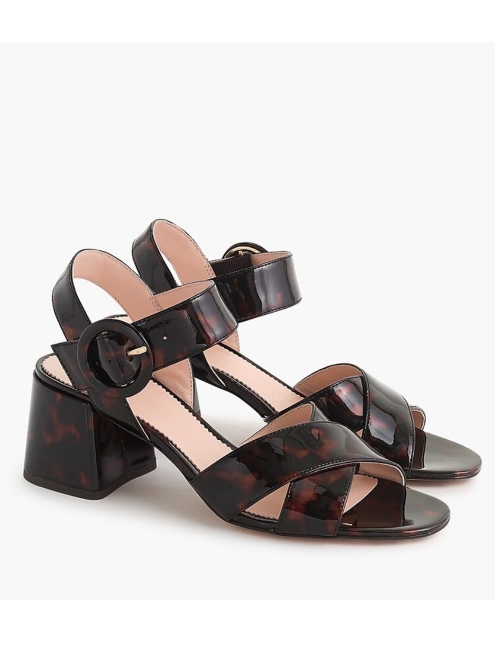 NWOT J. Crew Women’s Tortoise Penny Sandals, Patent Leather, Size 9